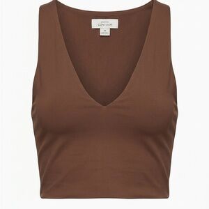 Babaton Contoured V-Neck Crop Tank Top - Brown size XS